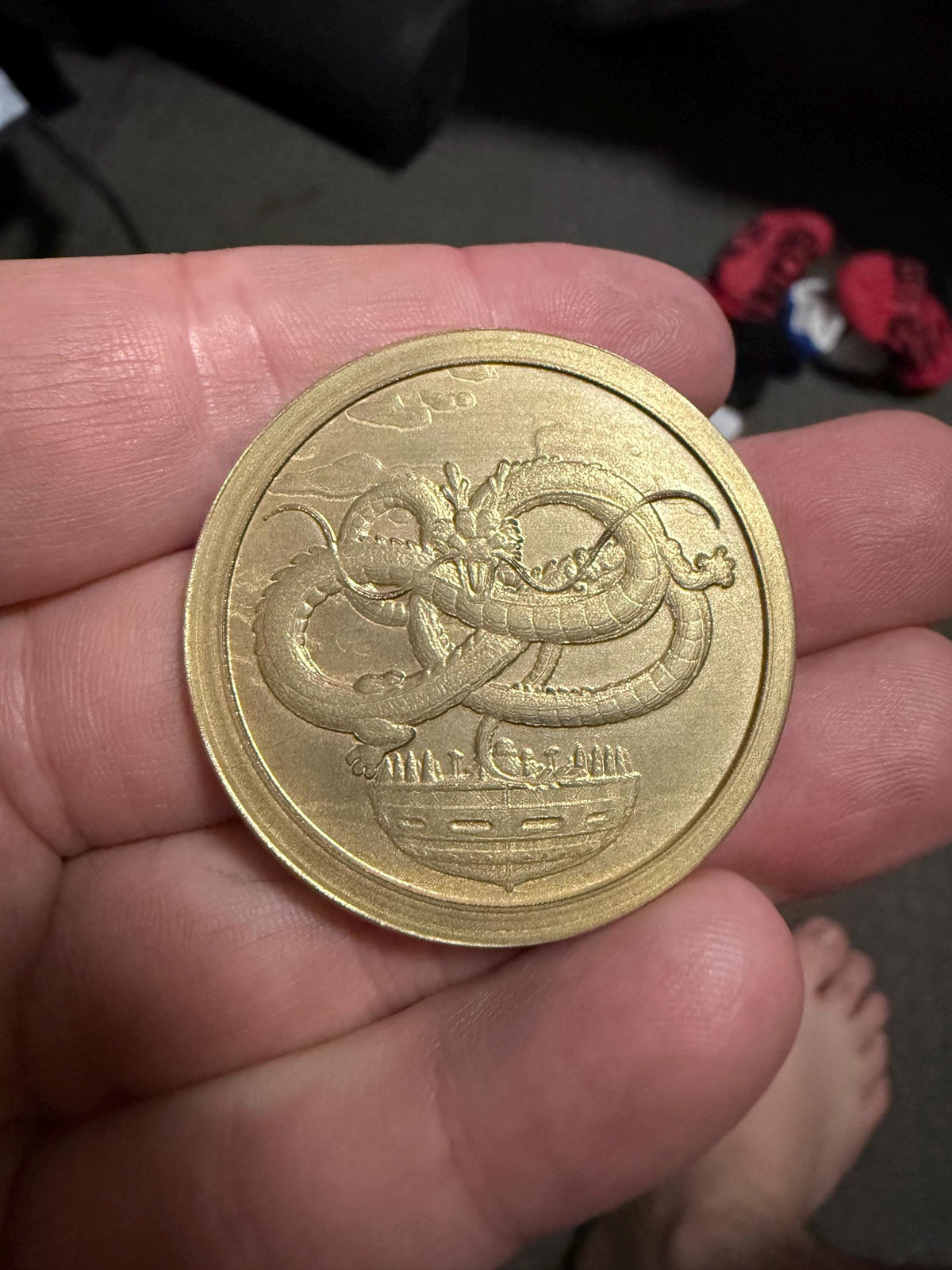 Engraved Brass Dragonball Coin – 40mm Collectible with Optional Personalization