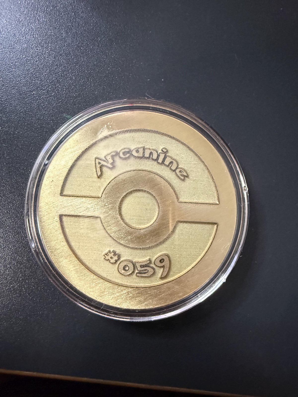 Engraved Brass Arcanine Coin – 40mm Collectible with Optional Personalization