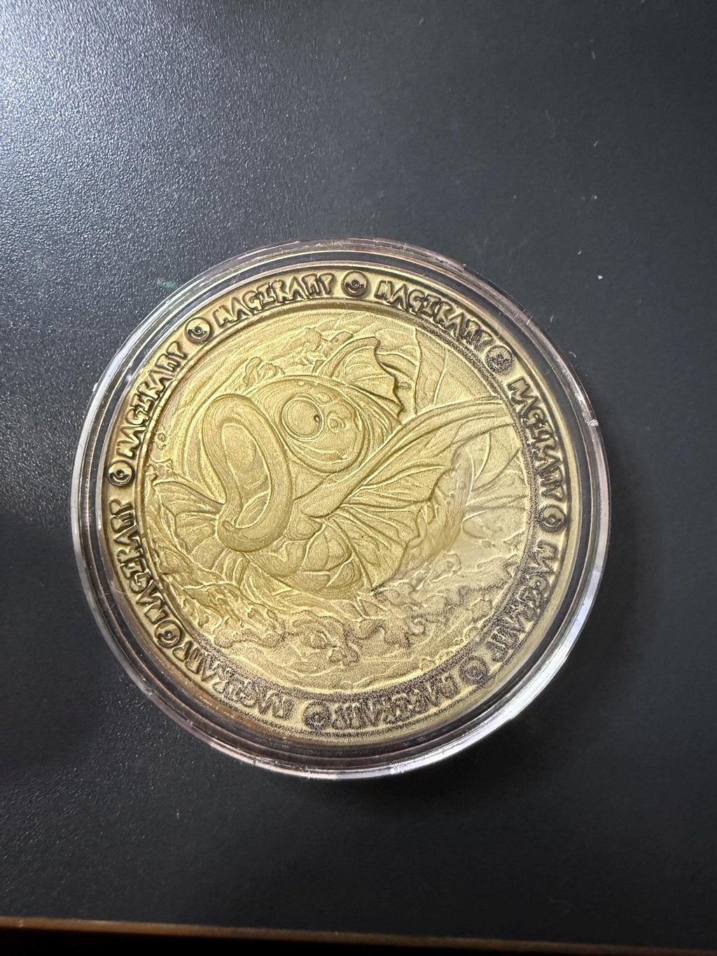 Engraved Brass Magikarp Coin – 40mm Collectible with Optional Personalization