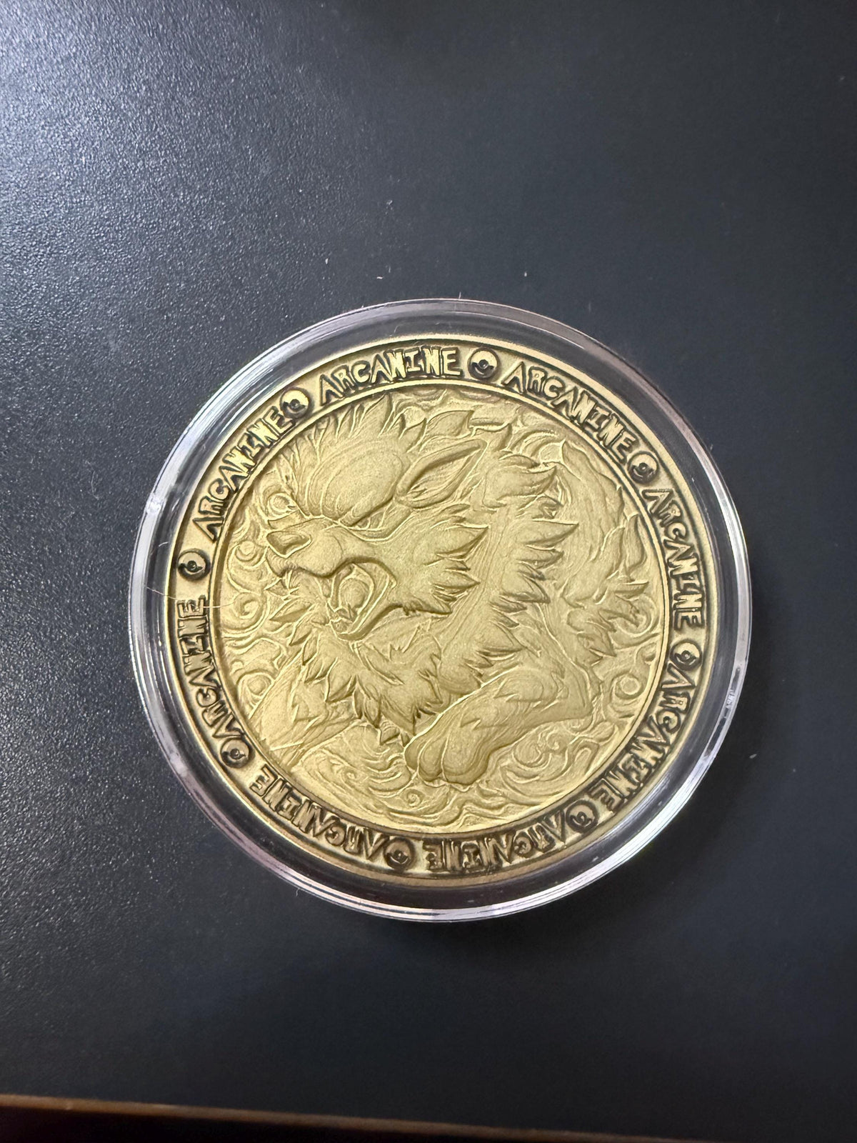 Engraved Brass Arcanine Coin – 40mm Collectible with Optional Personalization