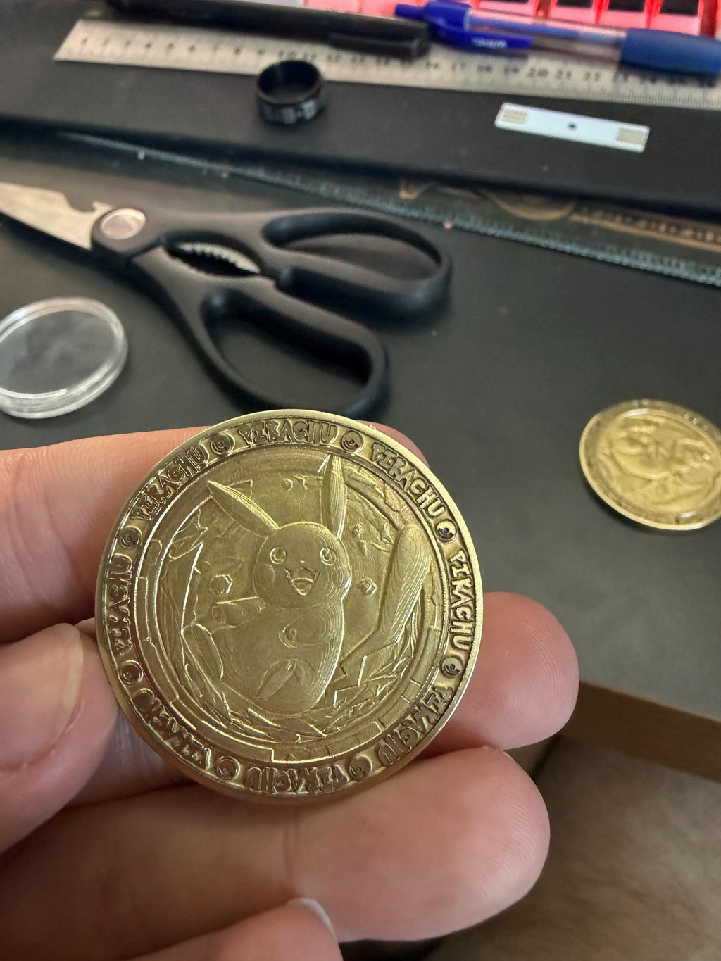 Engraved Brass Pikachu Coin – 40mm Collectible with Optional Personalization