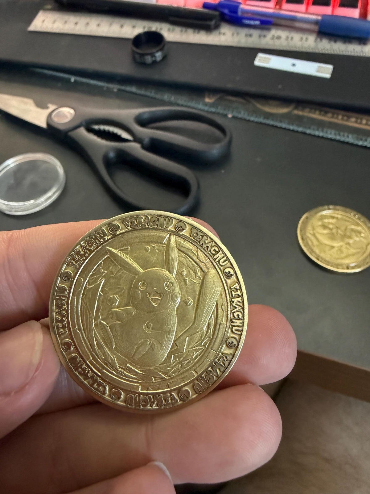 Engraved Brass Pikachu Coin – 40mm Collectible with Optional Personalization