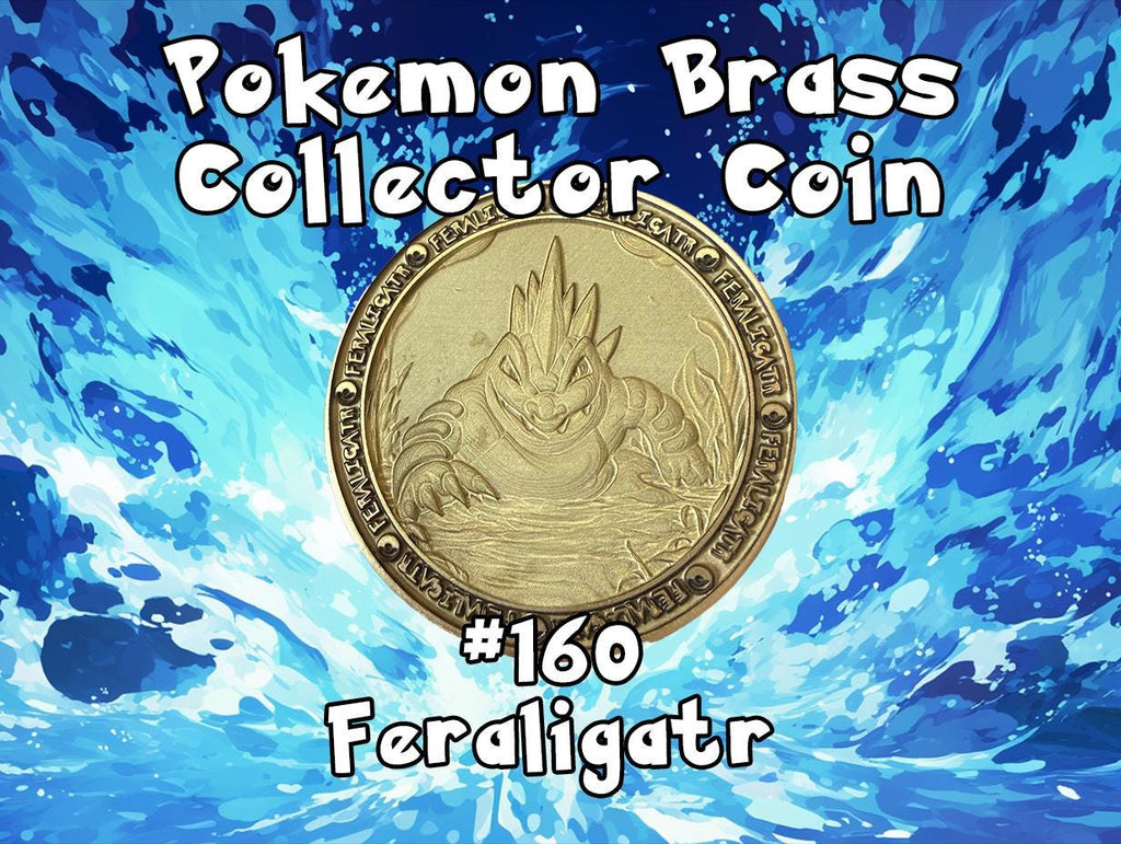 Engraved Brass Feraligatr Coin – 40mm Collectible with Optional Personalization
