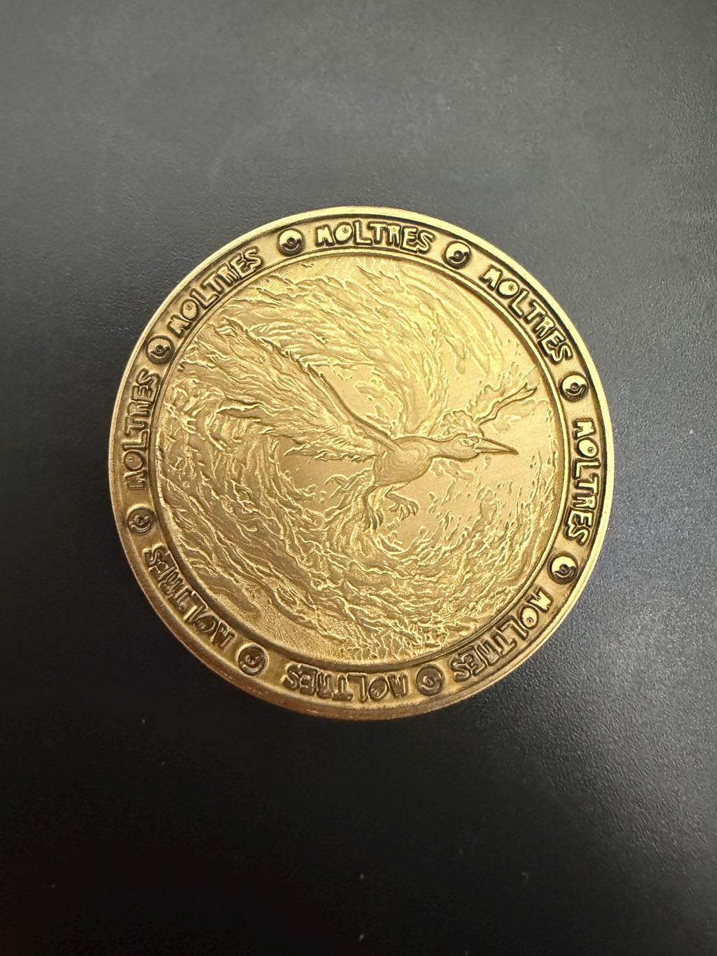 Engraved Brass Moltres Coin – 40mm Collectible with Optional Personalization