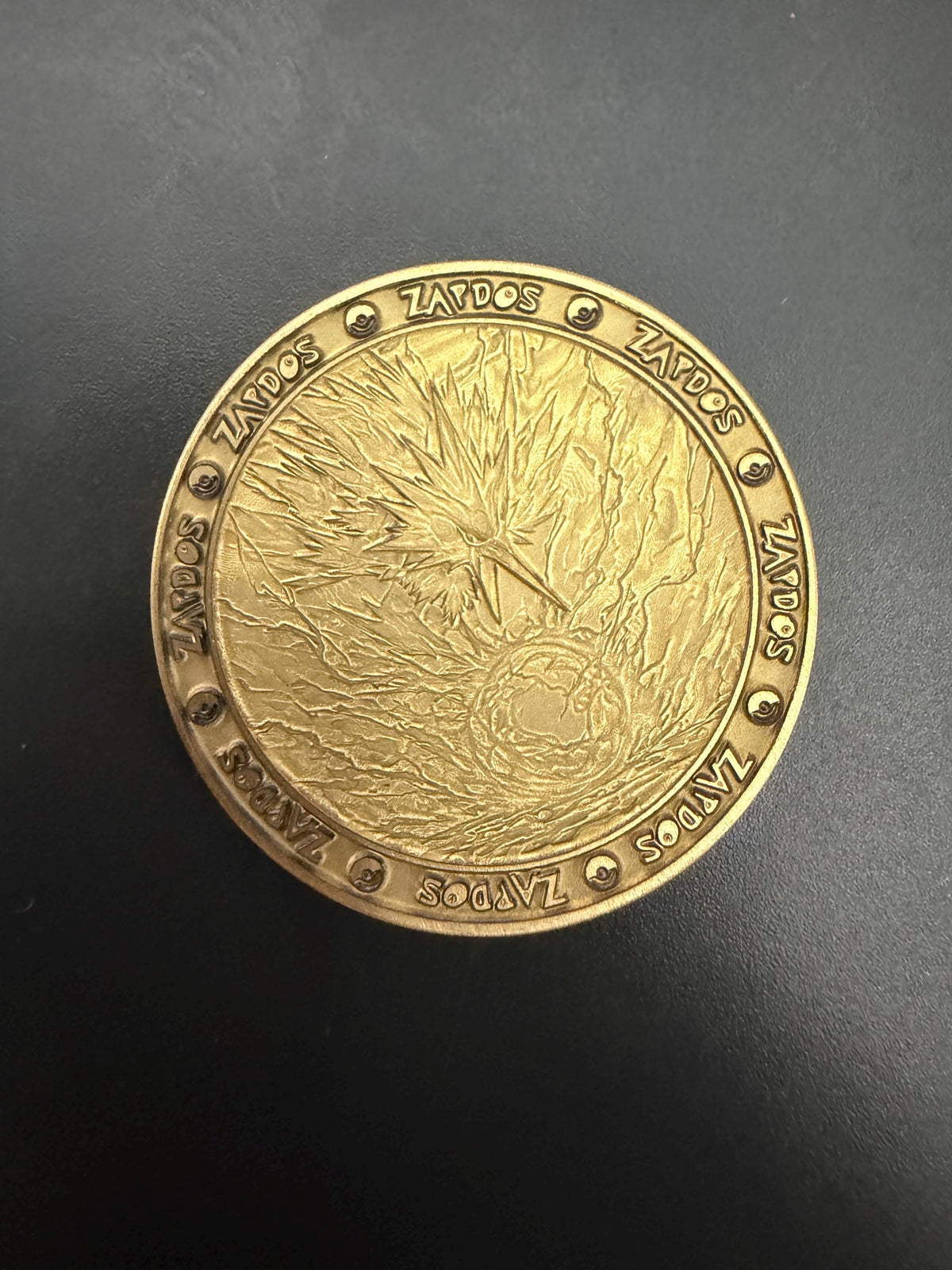 Engraved Brass Zapdos Coin – 40mm Collectible with Optional Personalization