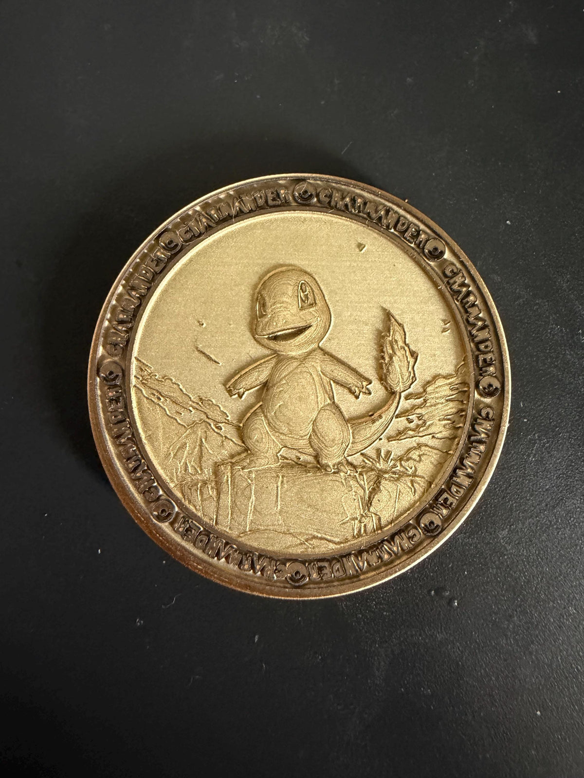 Engraved Brass Charmander Coin – 40mm Collectible with Optional Personalization