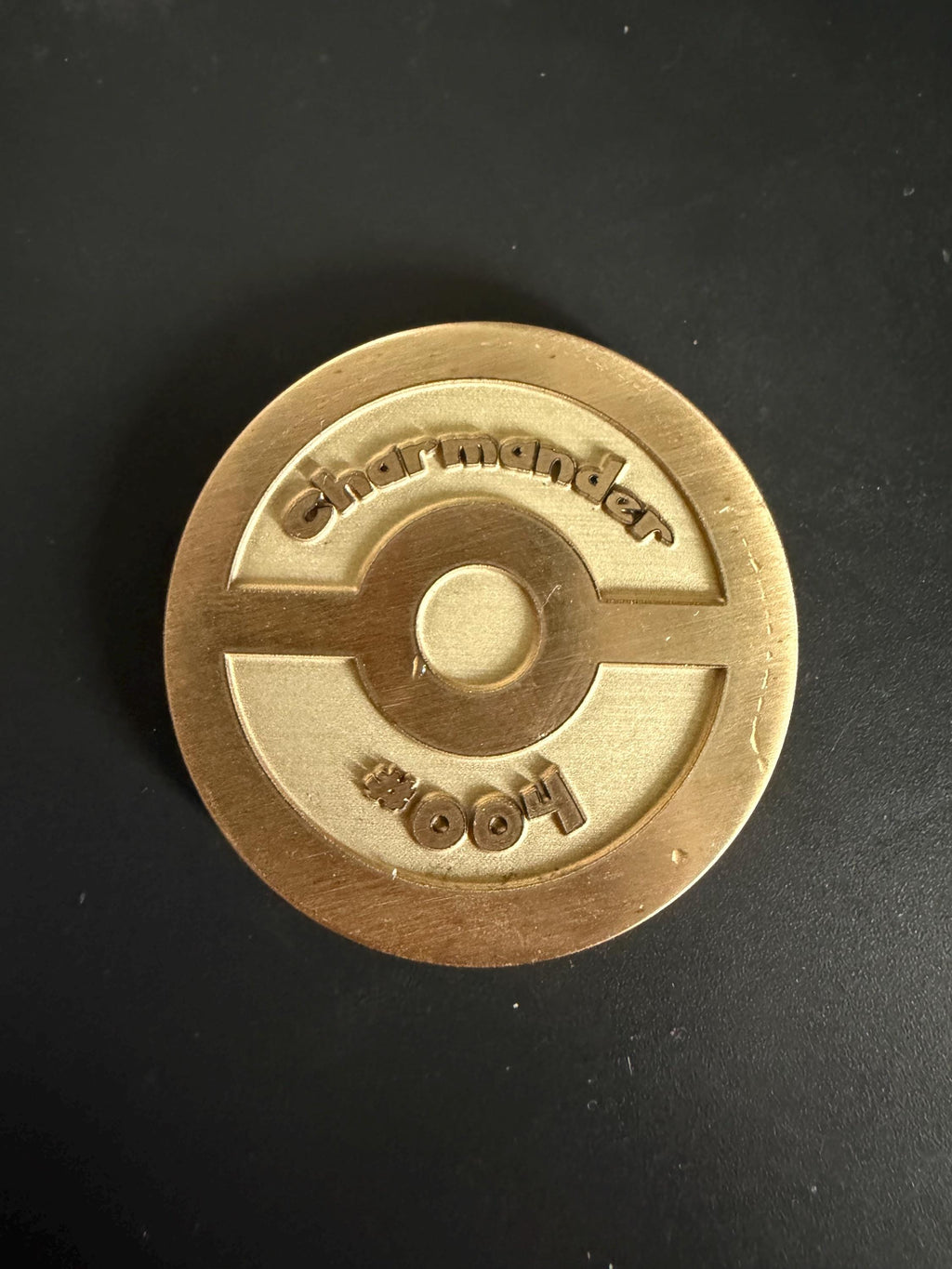 Engraved Brass Charmander Coin – 40mm Collectible with Optional Personalization