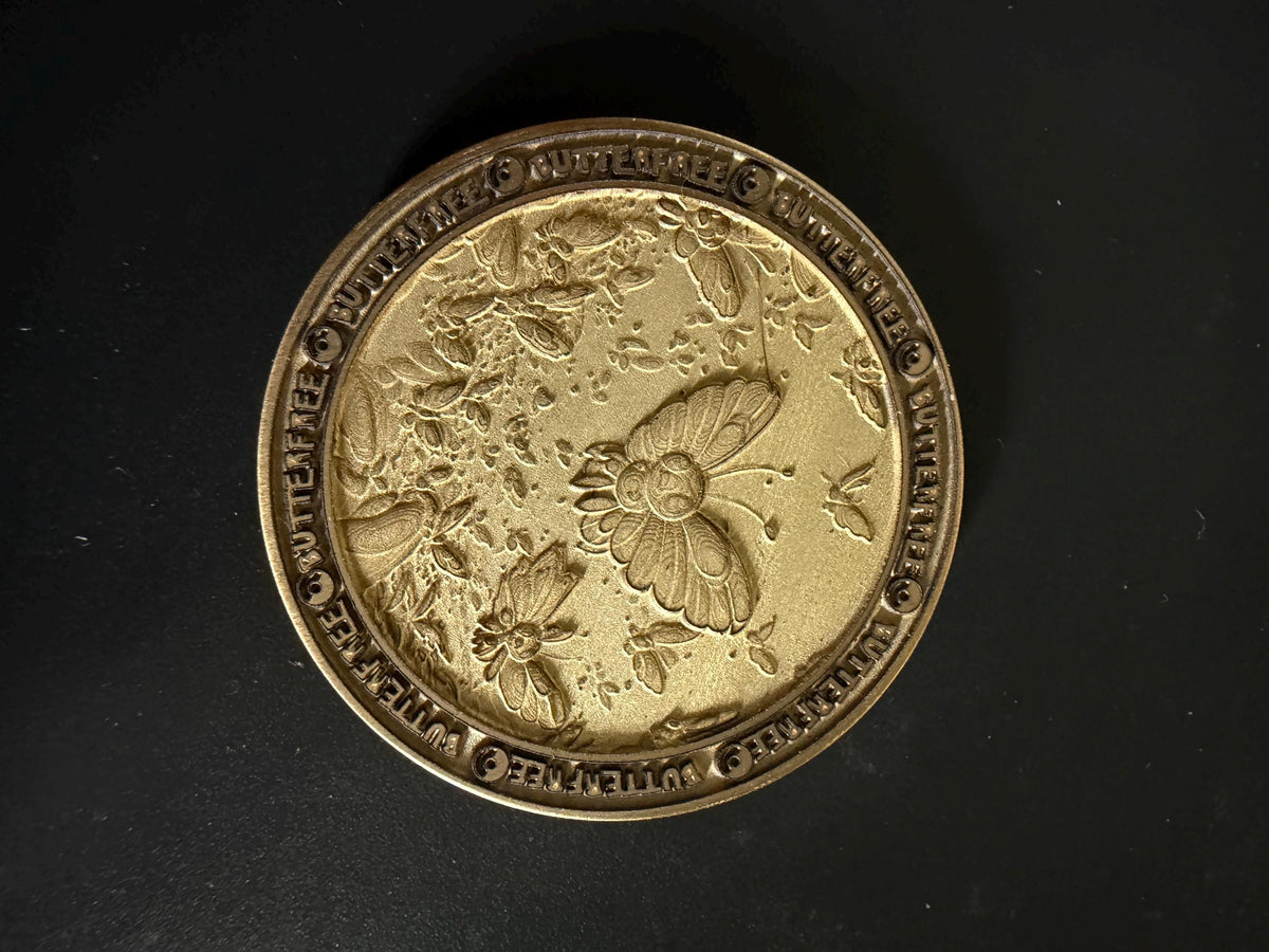 Engraved Brass Butterfree Coin – 40mm Collectible with Optional Personalization