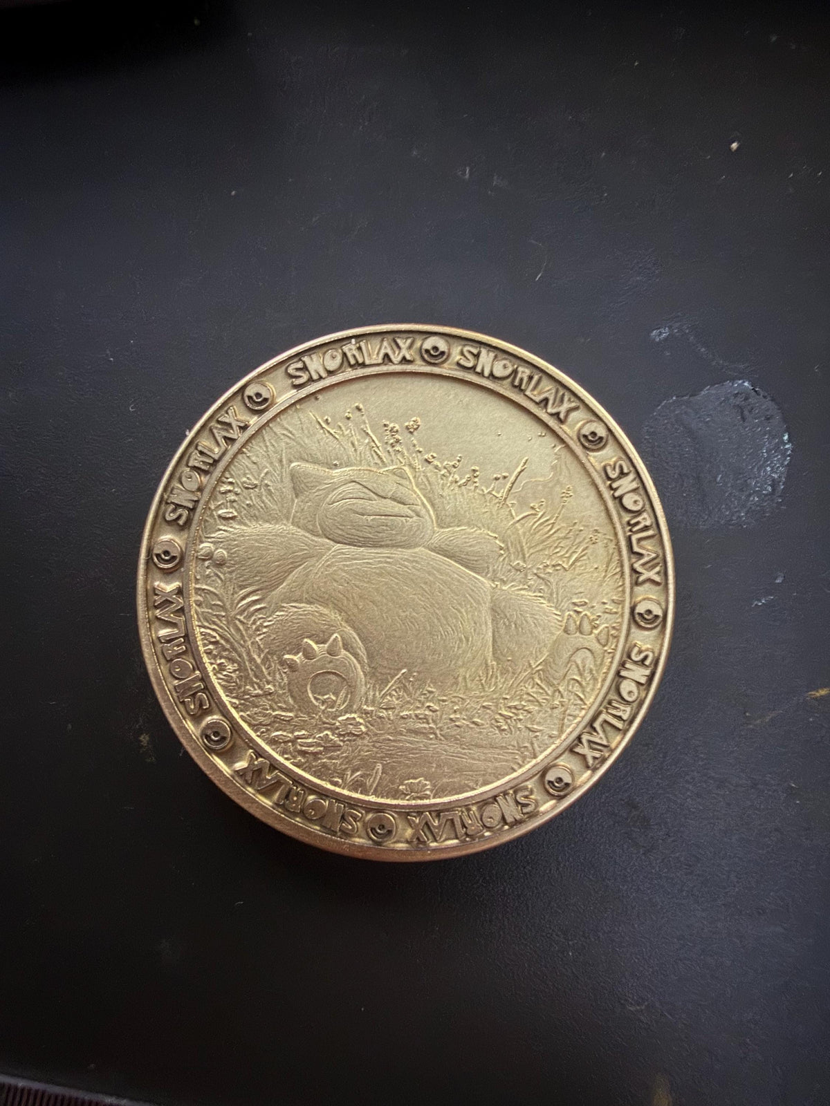 Engraved Brass Snorlax Coin – 40mm Collectible with Optional Personalization