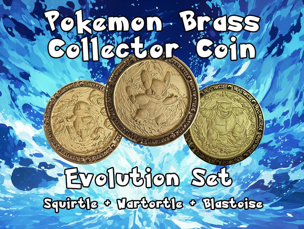 Squirtle Evolution Brass Coin Set – 40mm Collectible with Optional Personalization