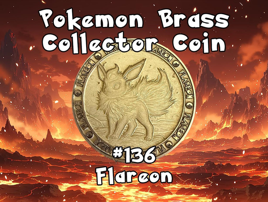Engraved Brass Flareon Coin – 40mm Collectible with Optional Personalization