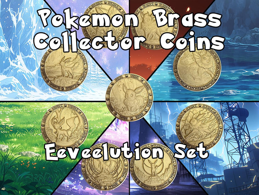 Eeveelutions Brass Coin Set – 40mm Collectible with Optional Personalization
