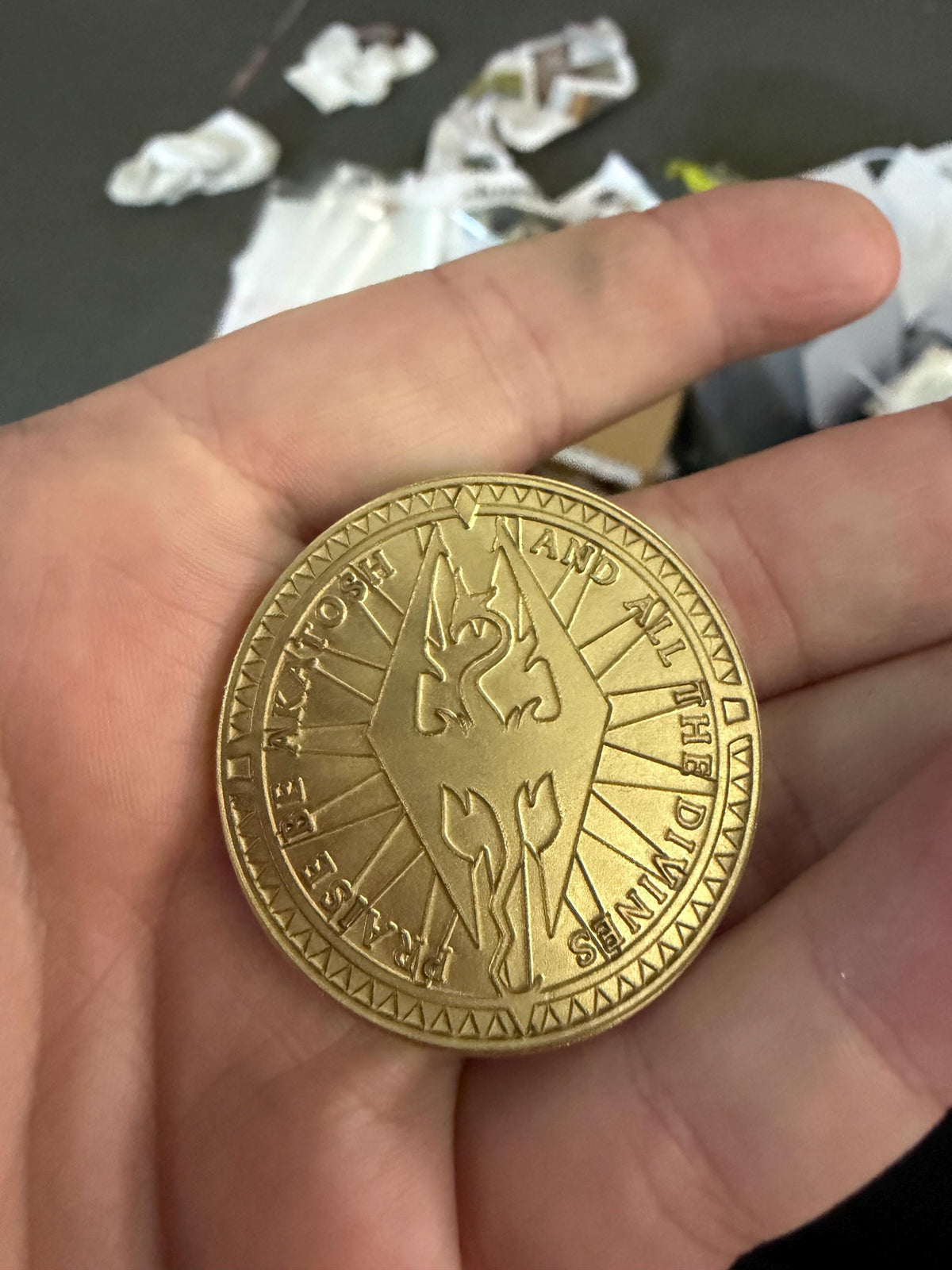 Engraved Brass Septim (Skyrim) Coin – 40mm Collectible with Optional Personalization