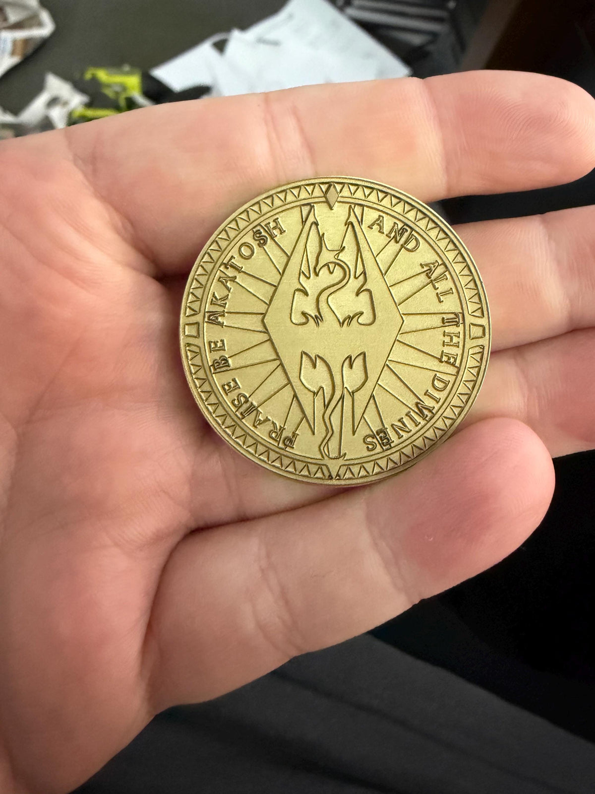 Engraved Brass Septim (Skyrim) Coin – 40mm Collectible with Optional Personalization