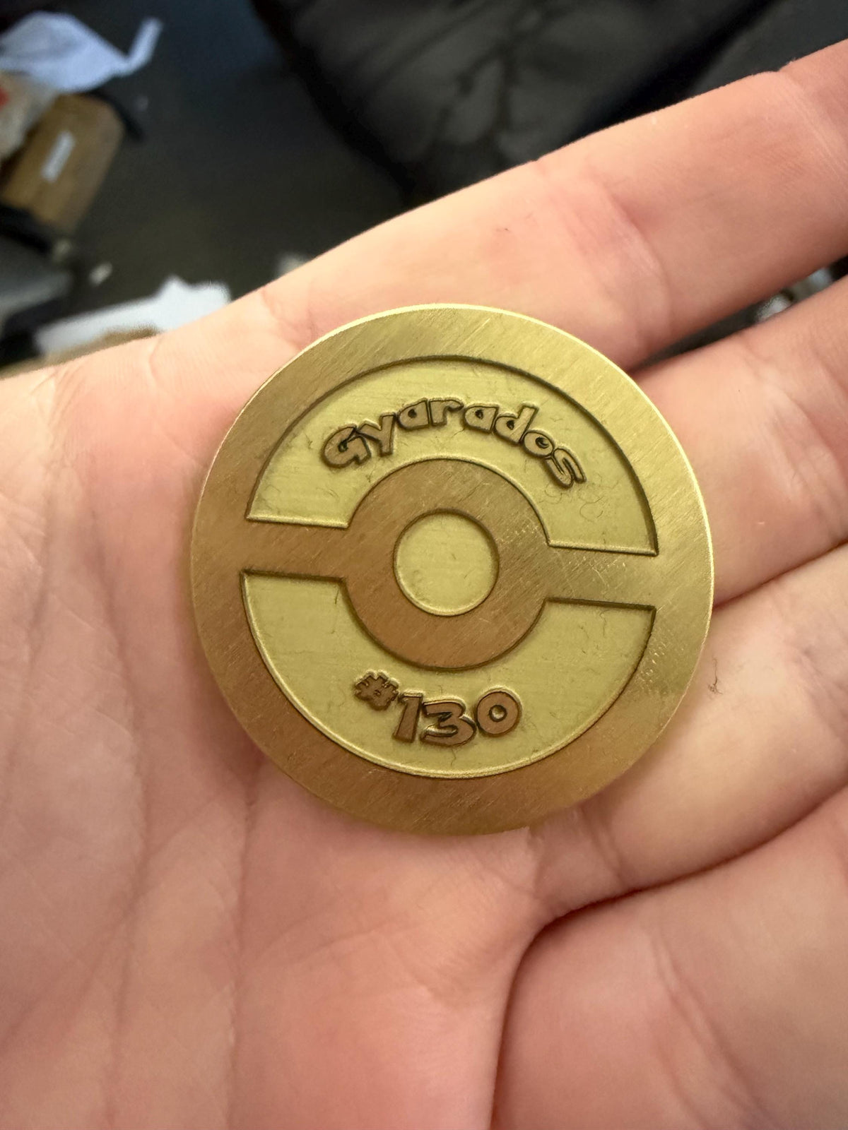 Engraved Brass Gyrados Coin – 40mm Collectible with Optional Personalization