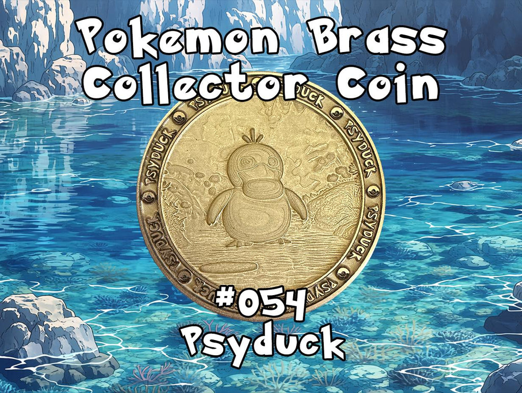 Engraved Brass Psyduck Coin – 40mm Collectible with Optional Personalization