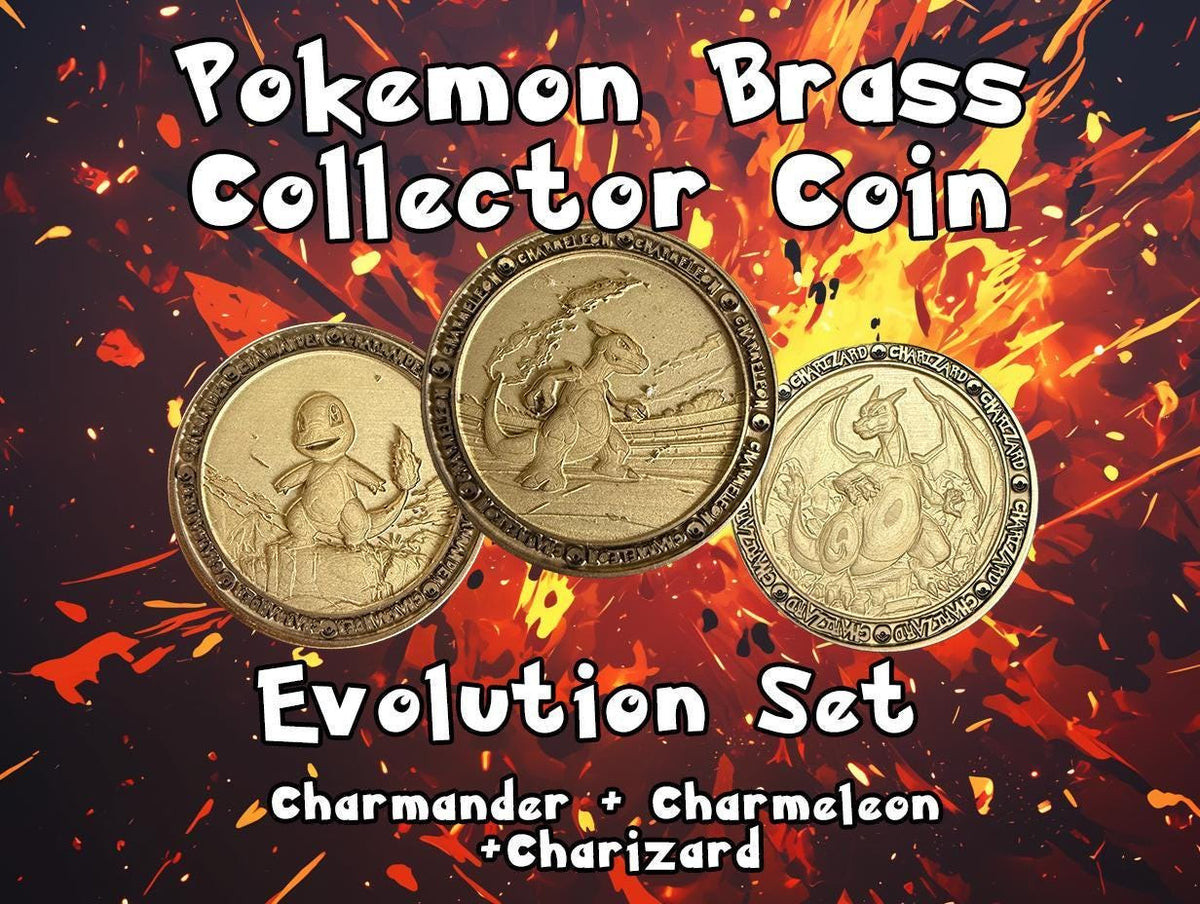 Charmander Evloution Brass Coin Set – 40mm Collectible with Optional Personalization
