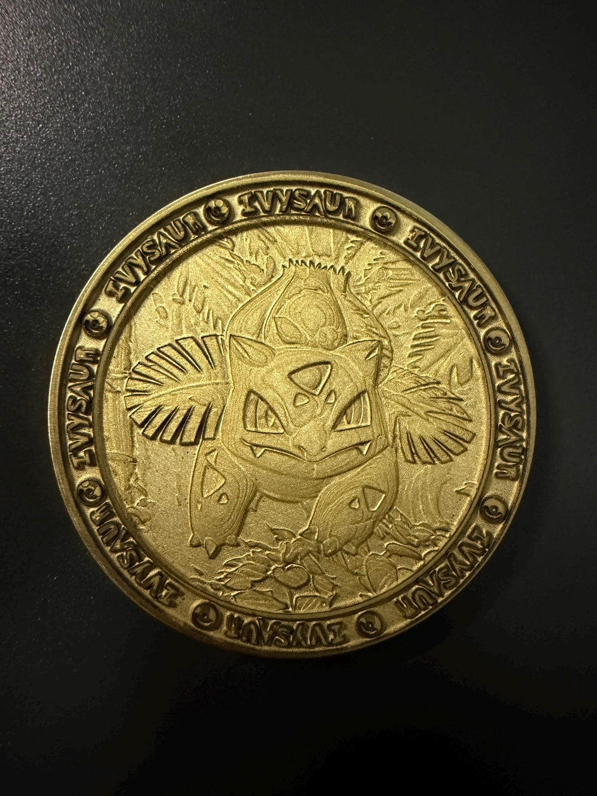 Engraved Brass Ivysaur Coin – 40mm Collectible with Optional Personalization