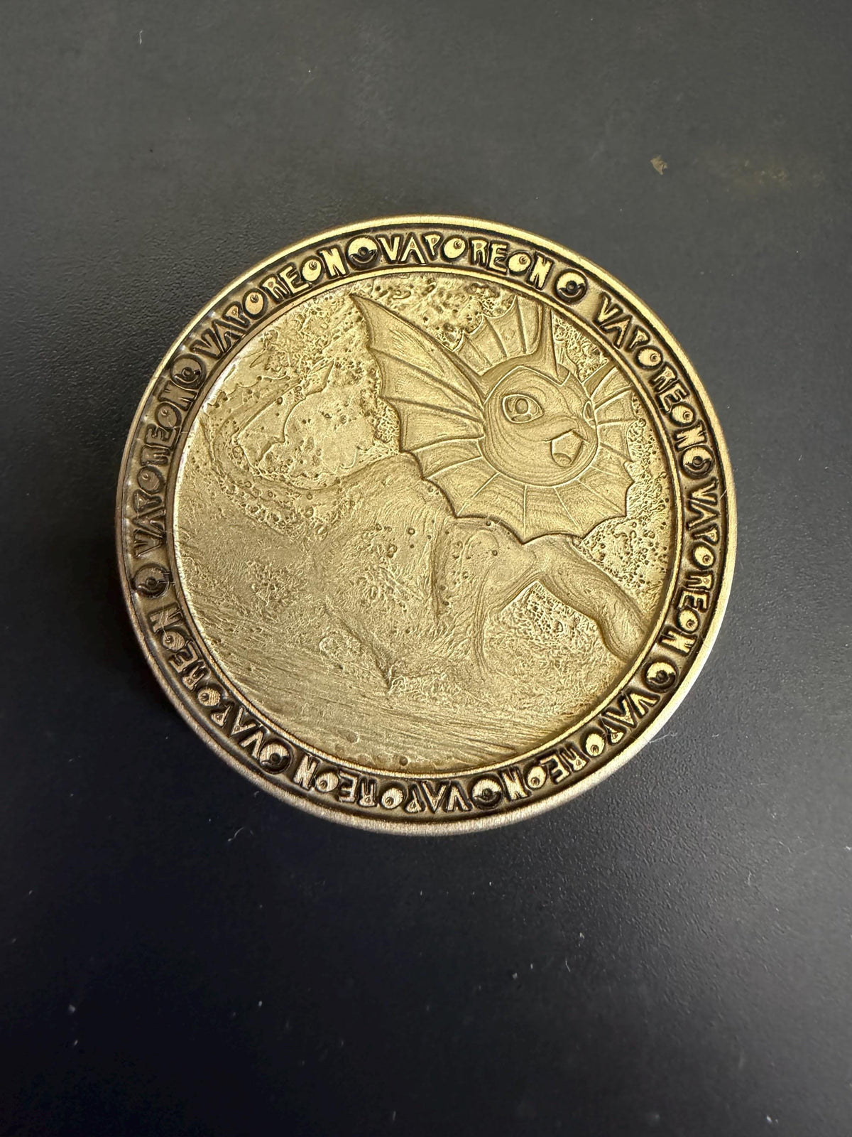Engraved Brass Vaporeon Coin – 40mm Collectible with Optional Personalization
