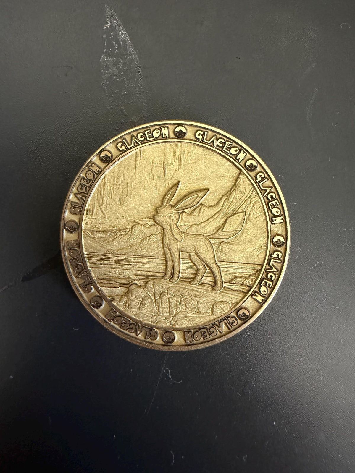 Engraved Brass Glaceon Coin – 40mm Collectible with Optional Personalization