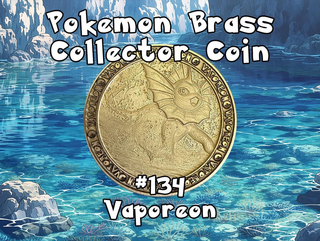 Engraved Brass Vaporeon Coin – 40mm Collectible with Optional Personalization