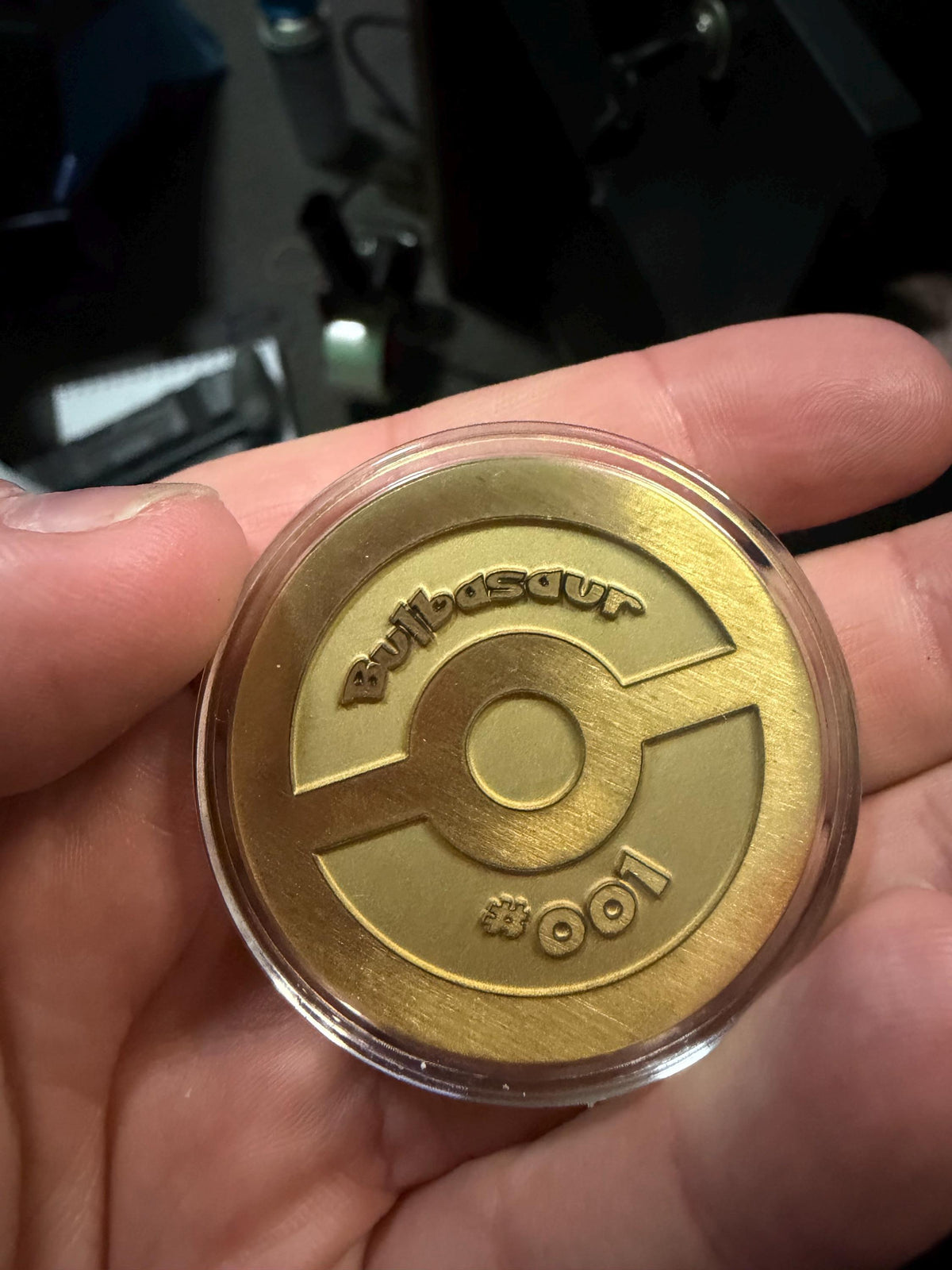 Engraved Brass Bulbasaur Coin – 40mm Collectible with Optional Personalization