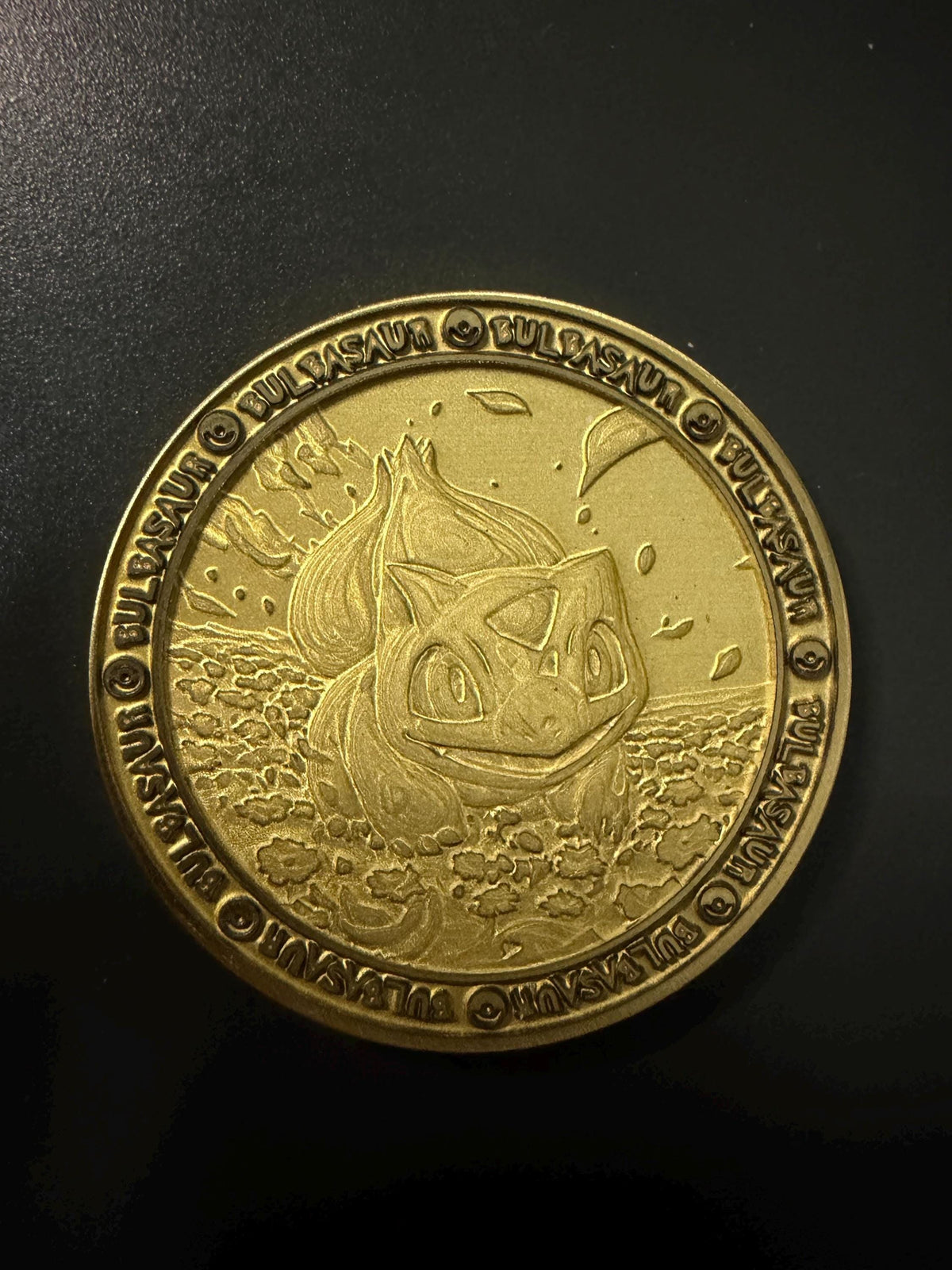 Engraved Brass Bulbasaur Coin – 40mm Collectible with Optional Personalization