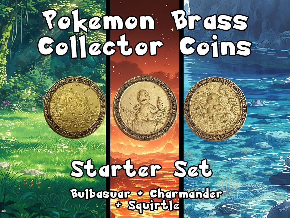 Kanto Starter Brass Coin Set – 40mm Collectible with Optional Personalization